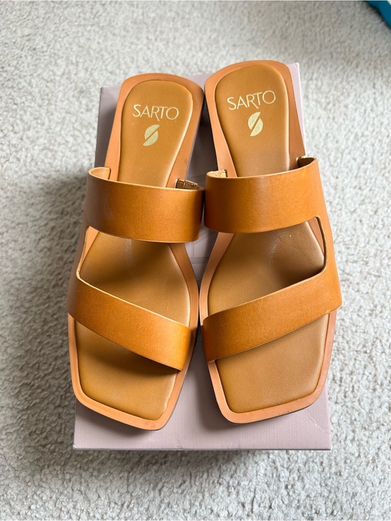 Franco Sarto Shoes - Franco Sarto Women's Cognac Double-Strap Slide Sandals